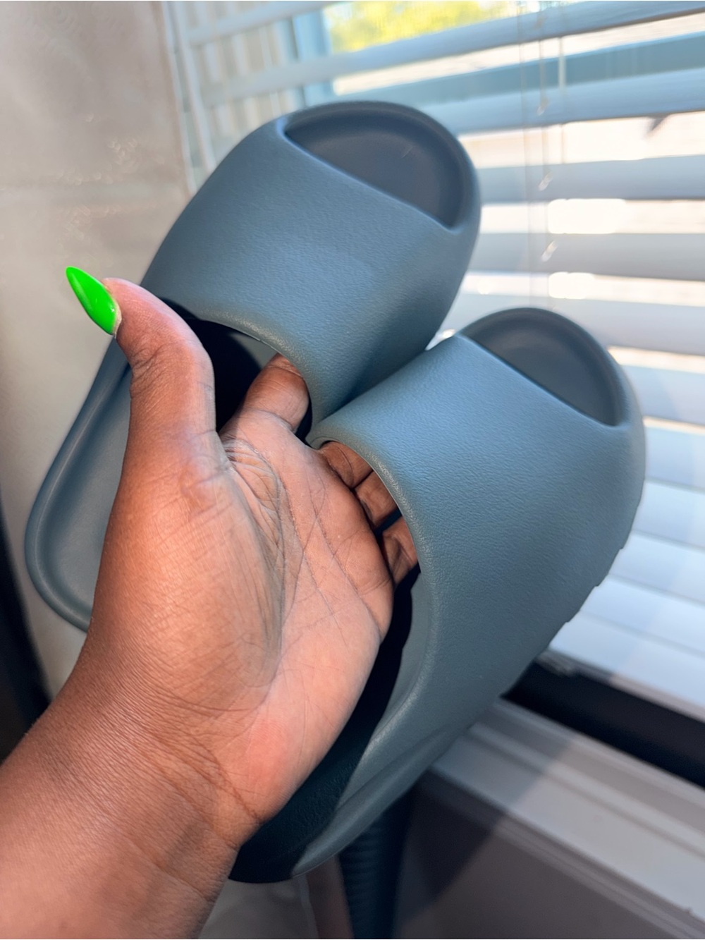 Yeezy inspired slippers, adidas Matte Slate Green Slide Sandals